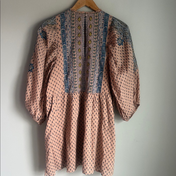 By Anthropologie Embroidered Tunic Mini Dress Medium - Picture 4 of 11